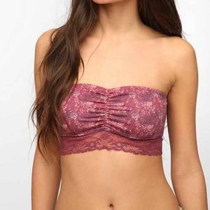 New Lace Trimmed Floral Knit Bandeau Bra bralette
